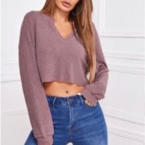SHEIN XL Notch Neck Drop Shoulder Crop Tee